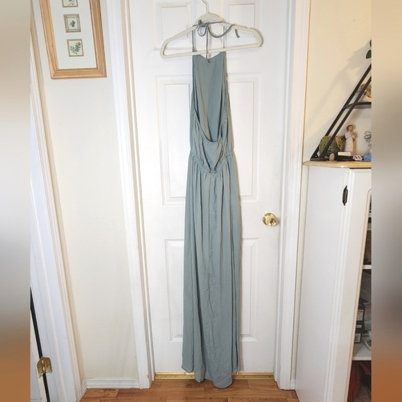 Show Me Your MuMu Heather Halter Maxi Dress Size Small Womens Silver Sage Crisp - Picture 6 of 10